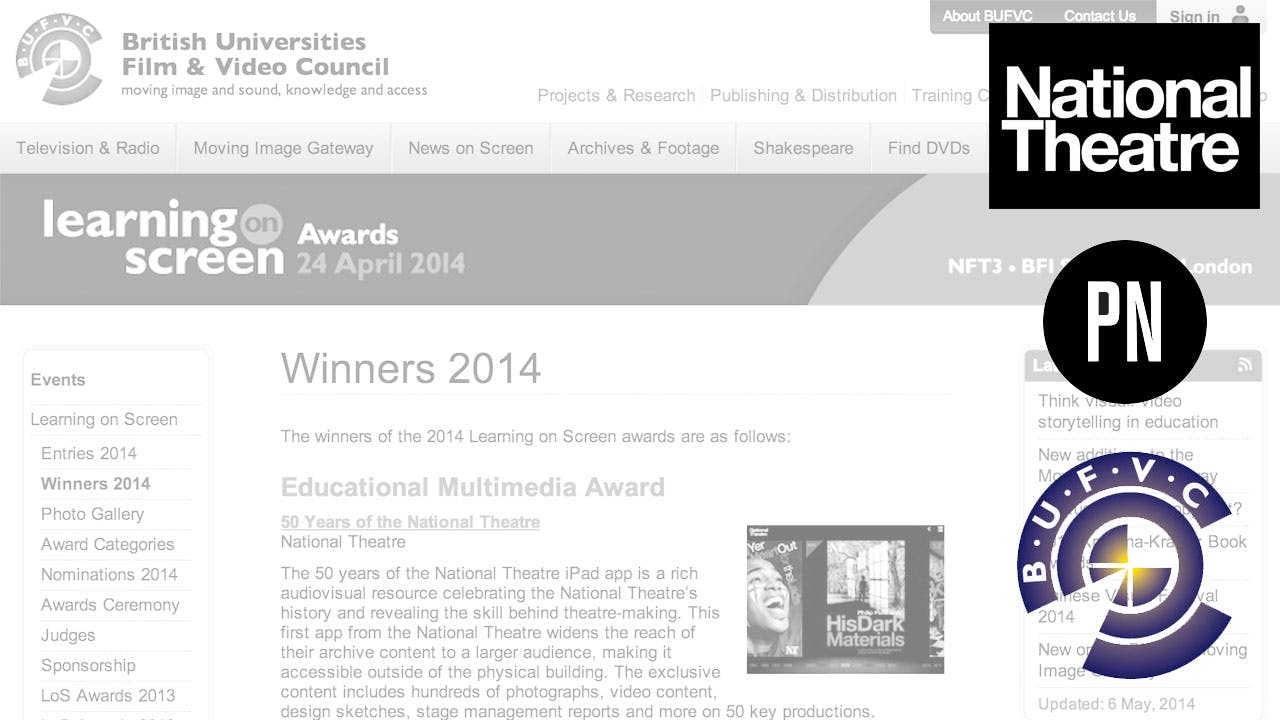 National Theatre App Wins Educational Multimedia Award