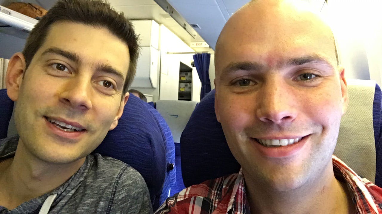 Martin Georgiev and Dave Taylor on the plane