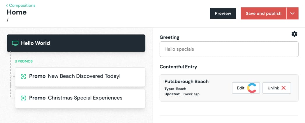 Home Composition and Contentful Entry parameter